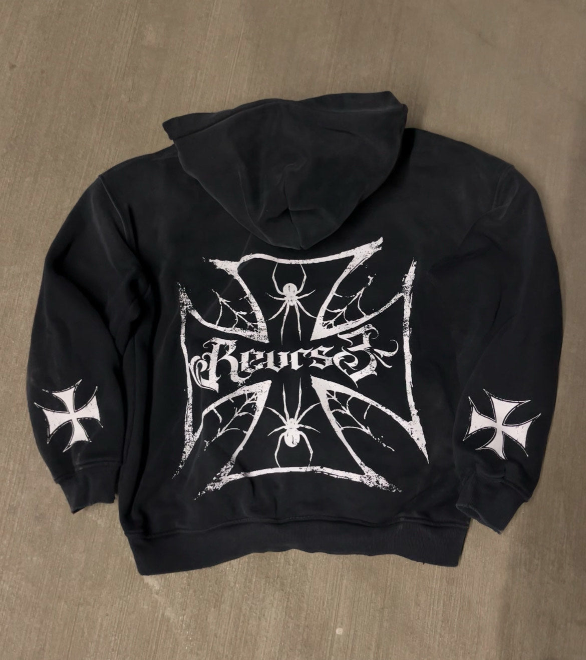 Black Cross Zip-Up Hoodie